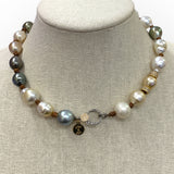 South Sea & Tahitian Pearls, Gold & Silver Pave Diamond Diamond Choker | 17”