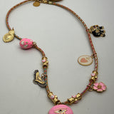 Evil Eye Charm Necklace | Pink | B | 21"