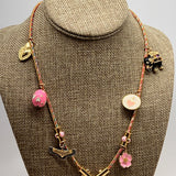 Evil Eye Charm Necklace | Pink | B | 21"