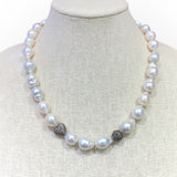 Mid-length | South Sea Pearls, Diamond Heart, Ball & Clasp | 20”