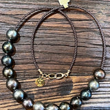 Tahitian Pearls on Braided Leather | 21''