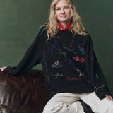 TG - Slouch Sweatshirt w/ Embroidery | Almost Black