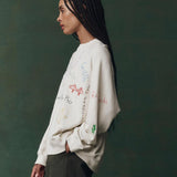 TG - Slouch Sweatshirt w/ Embroidery | Washed White