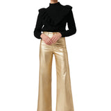JJ - The Mia Wide Leg Ankle | Gold Foil