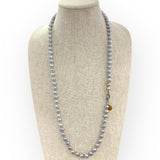Necklace | Akoya Pearls, Silver Toned | 32"