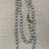 Silver Toned Akoya Pearls Strung on Silk | 32"