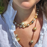 South Sea Pearl with Gold Roundels Choker | 16"