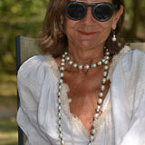 Round Pearl Stack on Leather Earrings