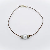Tahitian Pearl w/ Silver Pave Diamond Rondels Choker | 16"