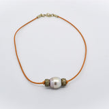 Tahitian Pearl w/ Silver Pave Diamond Rondels Choker | 16"