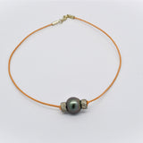 Tahitian Pearl w/ Silver Pave Diamond Rondels Choker | 16"