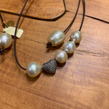 3 Way Necklace | South Sea Pearls w/ Diamond Heart Reversed