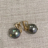 Tahitian Pearl & 14K Gold Clip On Earrings