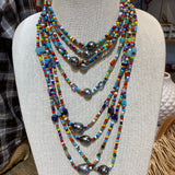 Colorful Beads w/ Tahitian Pearl Necklace