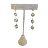 3 Tahitian Pearl Dangle Earrings w/ 14K Huggy