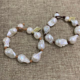 Small Baroque Pearls on Leather Bracelet