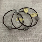 Bracelet | Silver Pave Diamond Rondel on Braided Leather