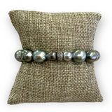 Tahitian Pearls w/ Silver Diamond Rondel Bracelet | 7.5"