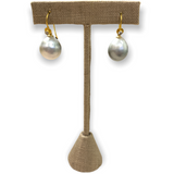 South Sea Pearl w/ 24K Gold & Diamond Earrings