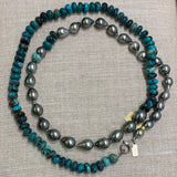 Tahitian Pearls & Turquoise Necklace