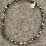 Keshi Pearls & Gold Pave Diamond Roundels Choker | 17”