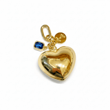 Puffy Heart with Bezel Set Stone | Blue