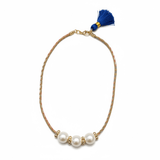 Triple Pearl with Fleur Beads Necklace