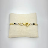 Gold Link Chain w/ diamond & silver Bracelet