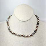 Keshi Pearls & Gold Pave Diamond Roundels Choker | 17”