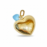 Puffy Heart with Small Enamel Heart | Blue
