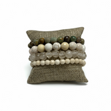 Semi-Precious Stone Bracelet Stack | Green and Cream