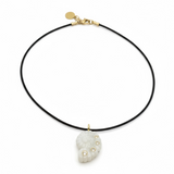 Moonstone Shell on Leather Choker | 15"