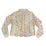 SS - Frill Front Party Shirt | Blue Print