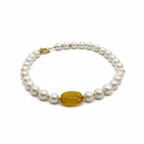 Freshwater Pearl w/ Citrine on Colorful Cord Necklace | 16"