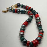 Turquoise and Tahitian Pearl Choker | 16"