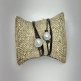 Wrap Around Pearl & Leather Bracelet