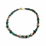 Turquoise and Tahitian Pearl Choker | 15"