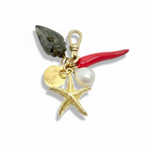 Starfish, Conch Shell, Freshwater Pearl, and Chili Pepper Charm Cluster