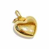 Puffy Heart with Small Heart Charm | Gold