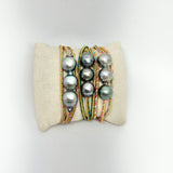 Triple Wrap Tahitian Pearls on Metallic Cord Bracelet