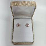 Pearl & Pink Sapphire w/ 14K Gold Earrings