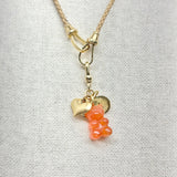 Gummy Bear and Gold Heart Charm Cluster