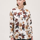 RO - Classic Silk Button Down | Brown and Cream