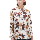 RO - Classic Silk Button Down | Brown and Cream