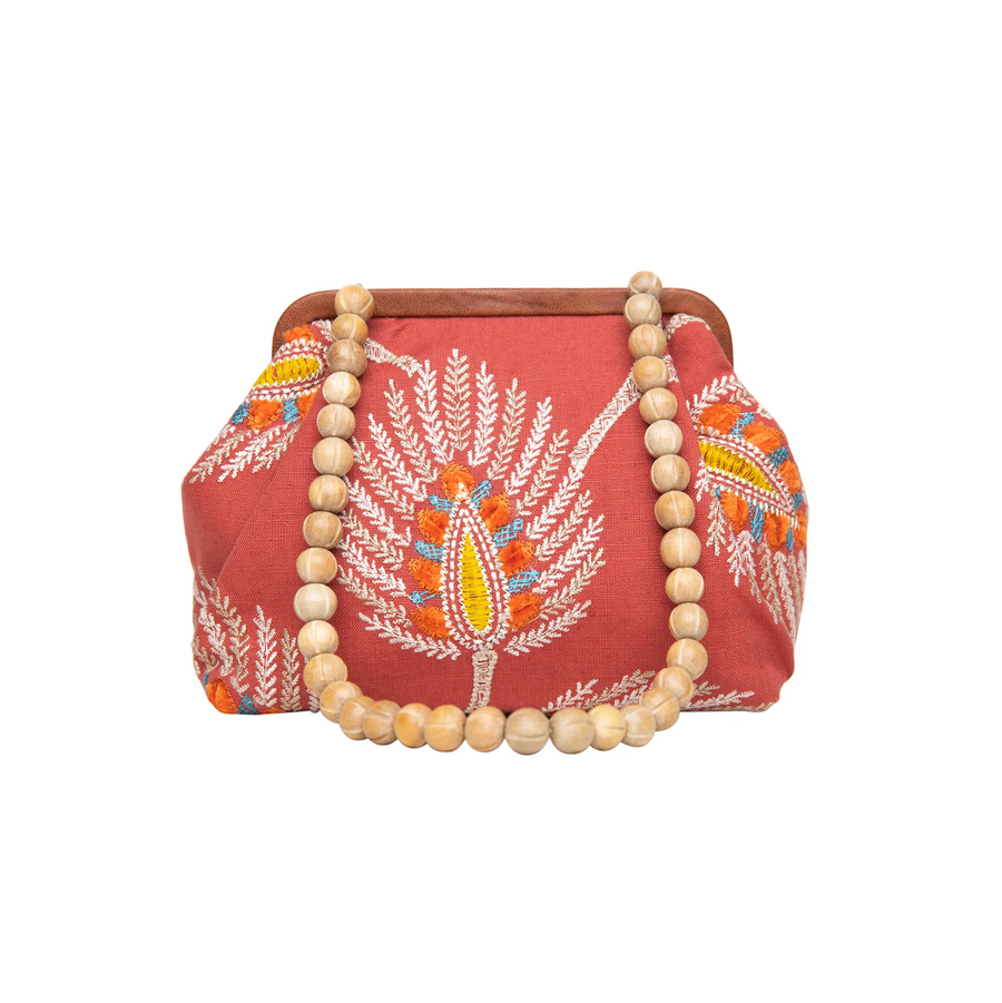 MP - Susan Embroidered Clutch | Coral