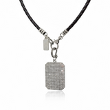 Silver Pave Diamond Tag Pendant