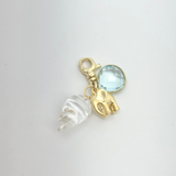 Elephant, Conch Shell, and Semi-Precious Stone Charm Cluster