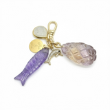 Gold and Crystal Dolphin and Semi-Precious Stone Charm Cluster