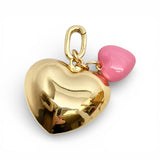 Gold Puffy Heart with Small Enamel Puffy Heart | Medium Size