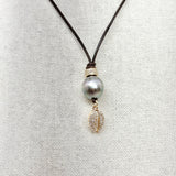 Tahitian Pearl Mid-Length Necklace w/ Gold and Diamonds